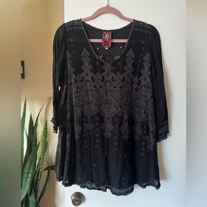 Johnny Was black and grey blouse size medium
